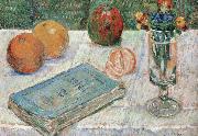 Paul Signac still life with a book and roanges oil on canvas